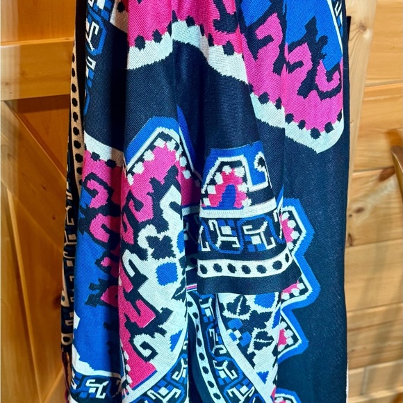 Flying Tomato Open Front Fringe Trimmed Black, Pink & Purple One Size Kimono - Picture 7 of 10